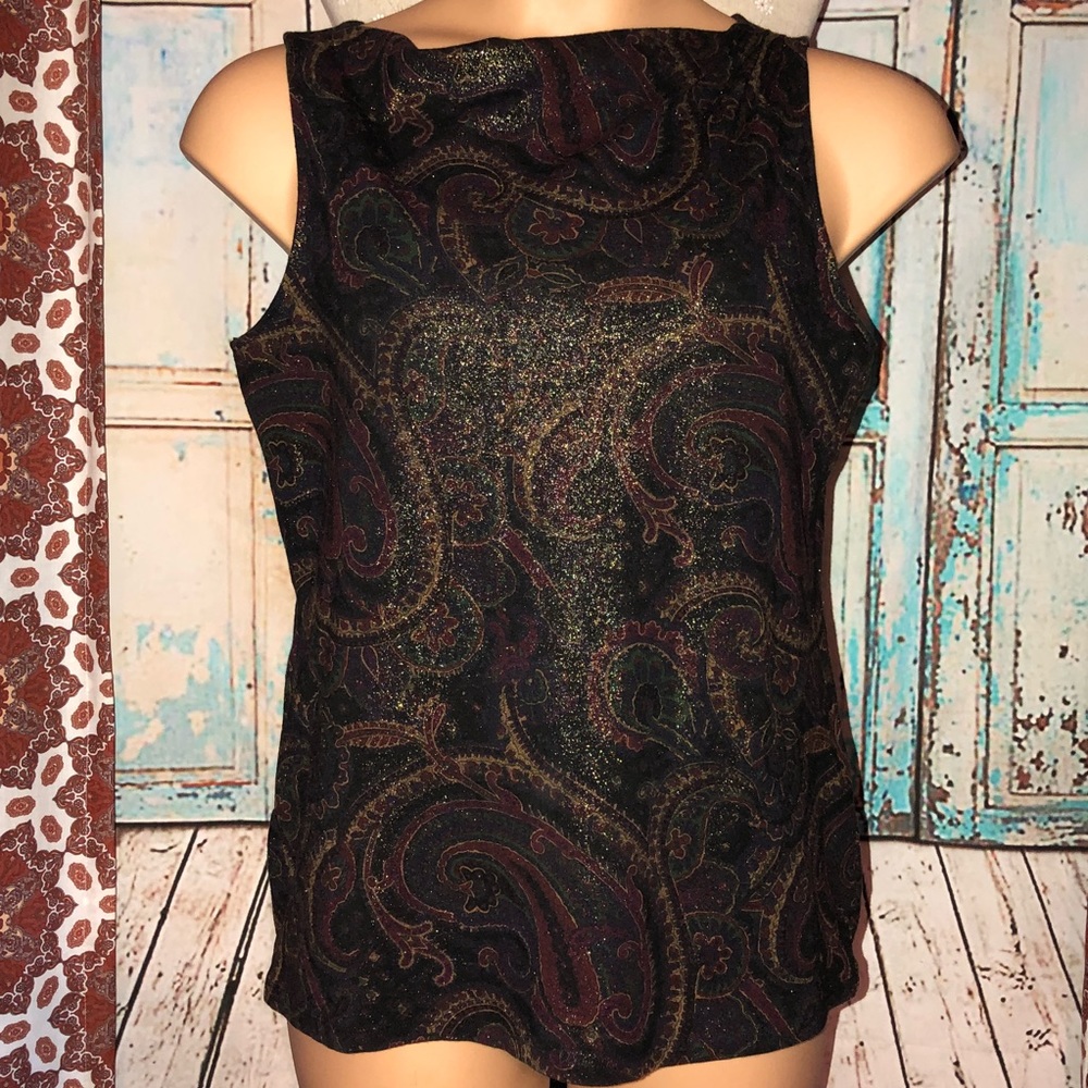 LRL~Paisley Jewel-tone Metallic Shimmer Tank~XL